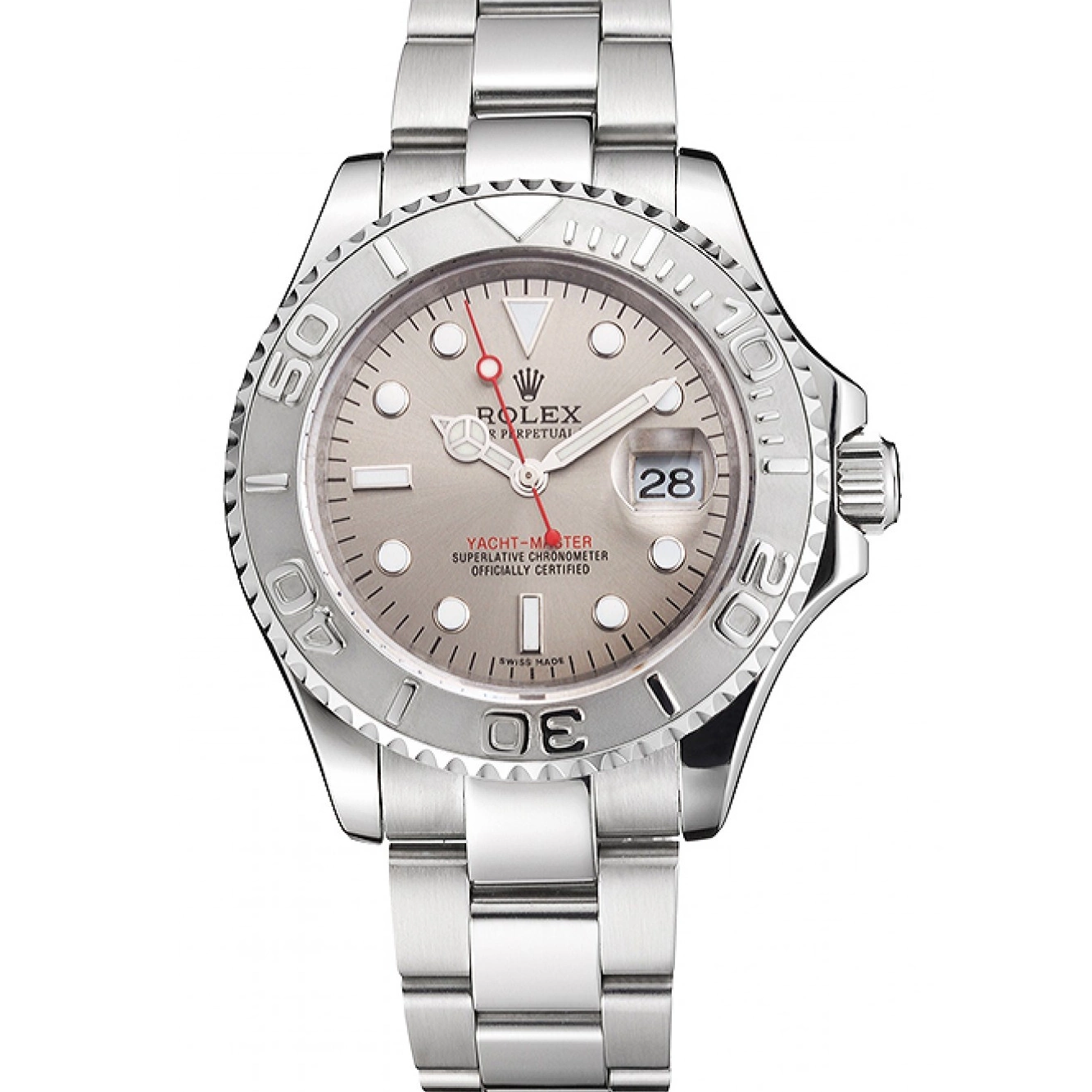 Swiss Bracelet And Rolex Case Dial Steel Gray Stainless Yacht-Master 0730